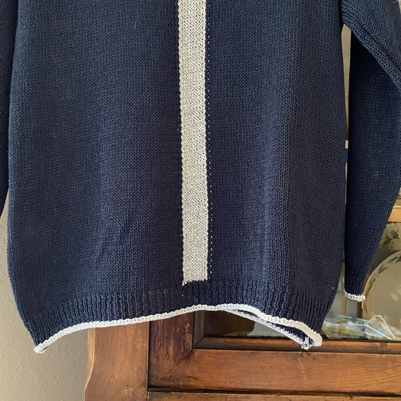 Charget Made In Italy Navy Blue and Silver V-Neck Sweater - Picture 8 of 12